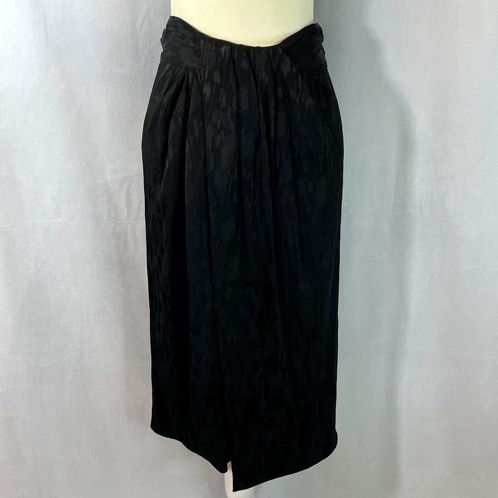 MM.LAFLEUR Black on Black Animal Print Silk Minetta Skirt Size 0